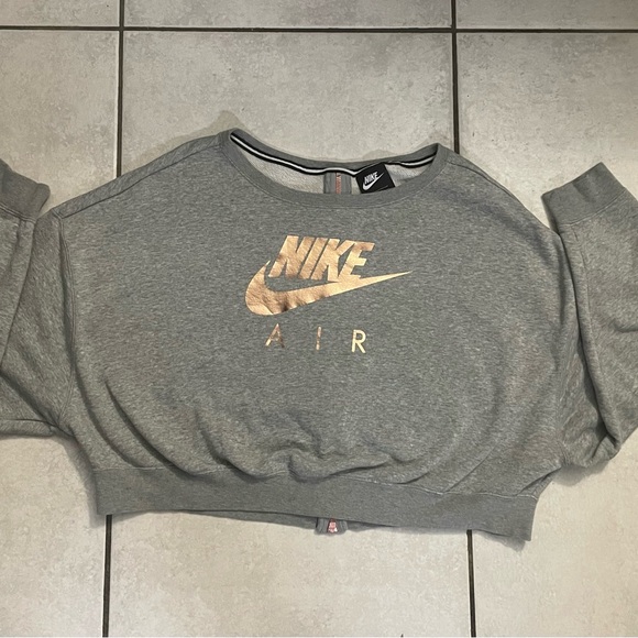 Nike Air Heather Gray Sweatshirt with Gold Logo - Picture 3 of 6